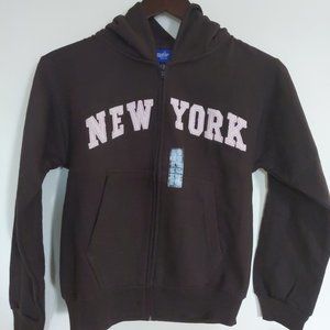 Popular Sports New York Brown Hoodie w/ Pink Text - Size Youth Large